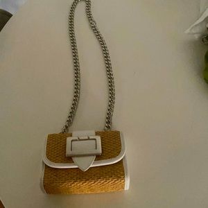 Women’s cross body bag silver chain handle